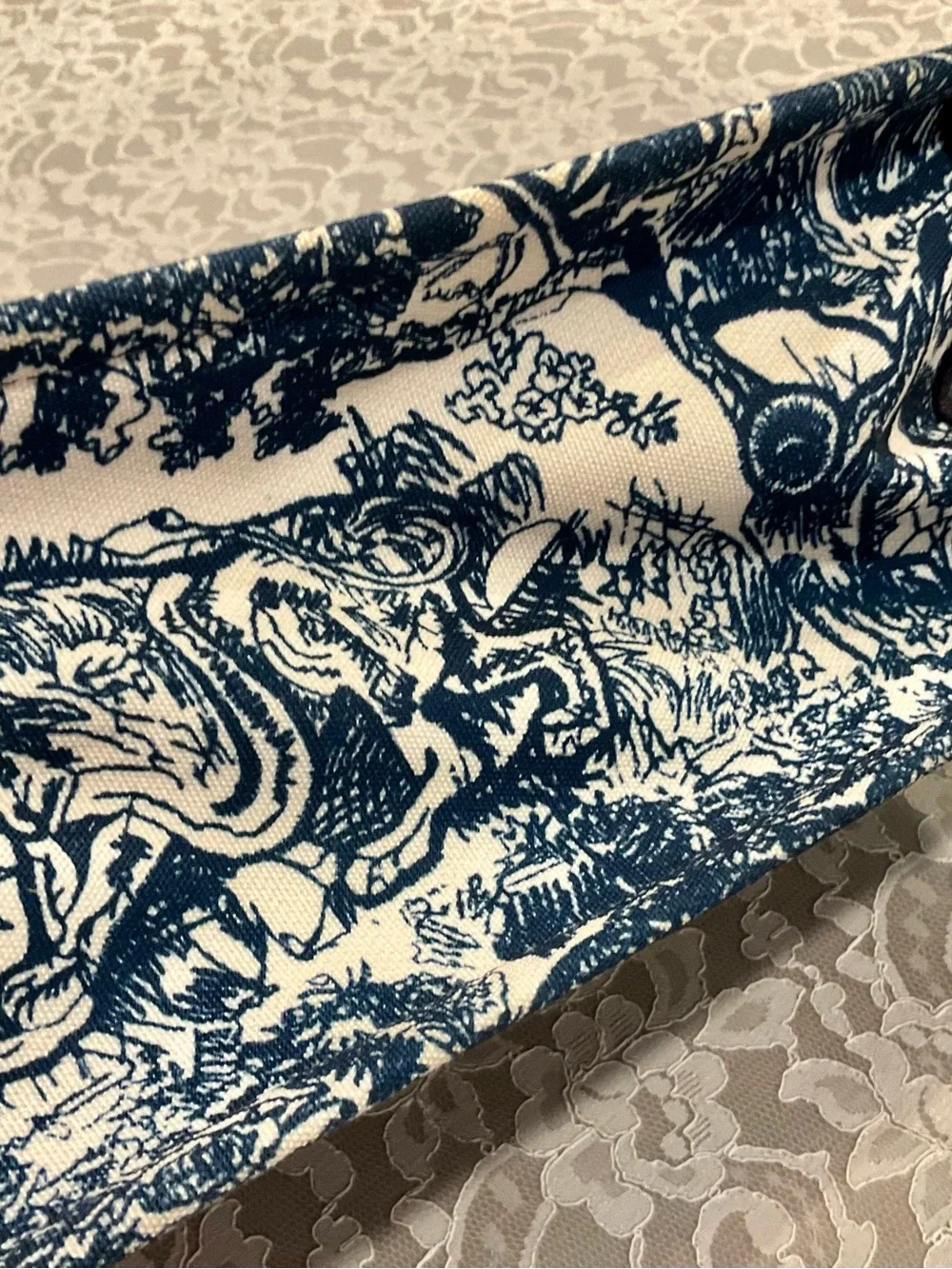 Dior letters  Toile Canvas Tote in Navy and Ivory medium size .